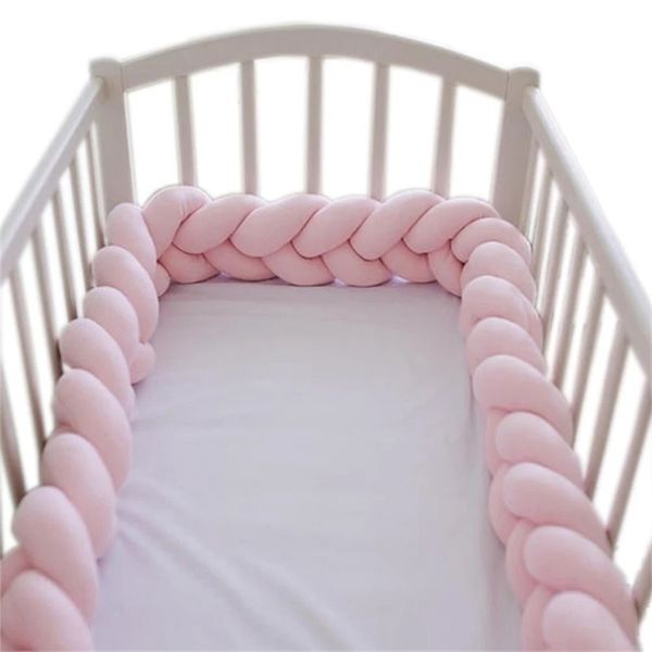 

2 m/3 m braided twist bed circumference anti-collision born bumper infant knotted protector pure weaving plush knot crib 211025