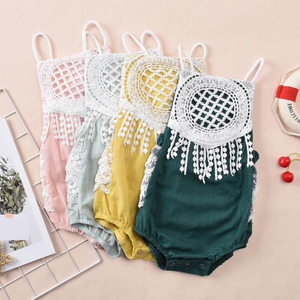 

rompers 2021 baby summer clothing born sleeveless tassel infant girls bodysuit jumpsuit suspender clothes backless outfits, Blue
