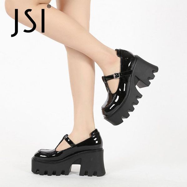 

dress shoes jsi women platform comfort casual mary janes non-slip pumps buckle chunky heels all-match fashion vo664, Black
