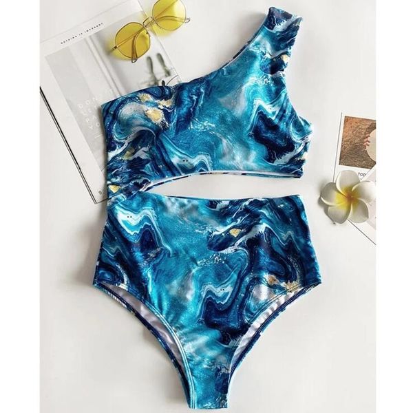 

one-piece suits swimwear push up bathing suit women swimsuit star print one-shoulder bikini bikinis 2021 woman bodysuit monokini