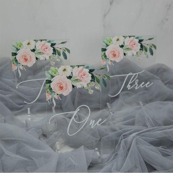 

party decoration acrylic table number, wedding sign, name, place card floral number