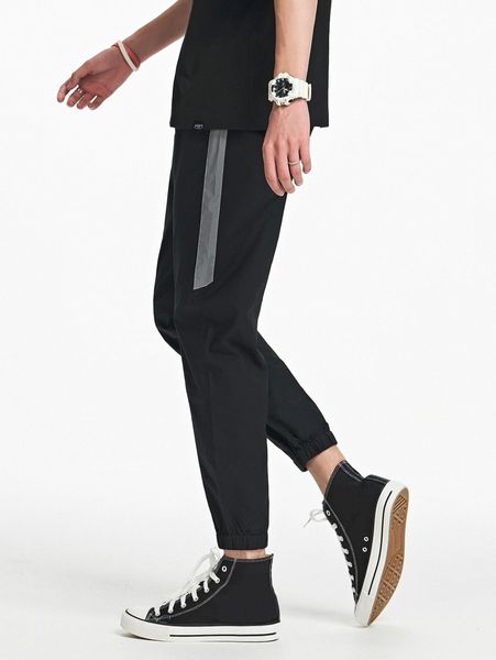 

men drawstring waist tapered pants j1wi#, Black