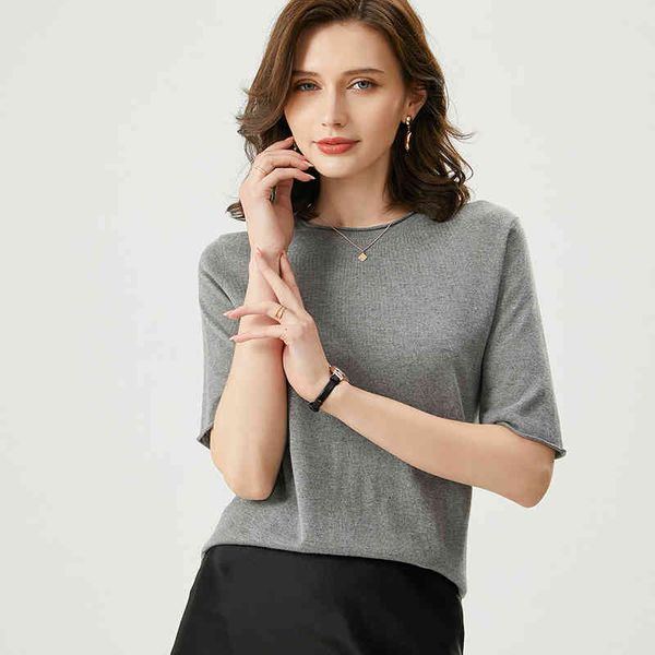 

t shirts cashmere t-shirt women clothing korean style o-neck short sleeve silk t-shirts solid slim woman casual basic shirt top, White