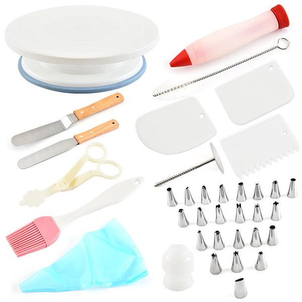 

kitchen baking tool cake rotary turntable combination 36 pieces per set dessert accessories manual scraper spatula & pastry tools