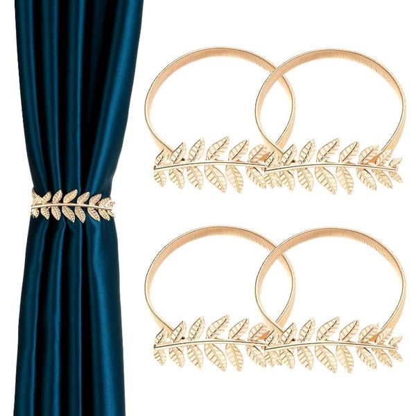 

4pack vintage curtain tiebacks alloy leaves holder holdback for window drapery convenient office home decoration buckle other decor