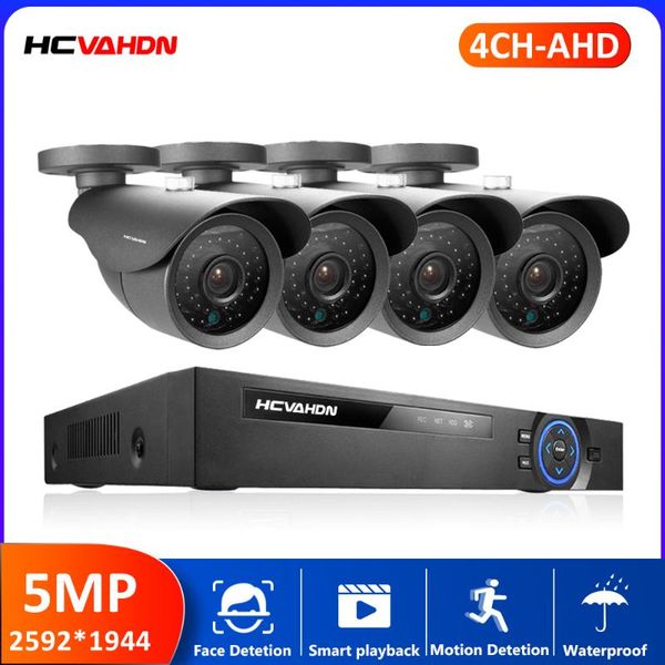 

outdoor camera cctv system 4ch 6 in 1 ahd tvi cvi kit 5.0mp face detetion weatherproof surveillance security wireless kits