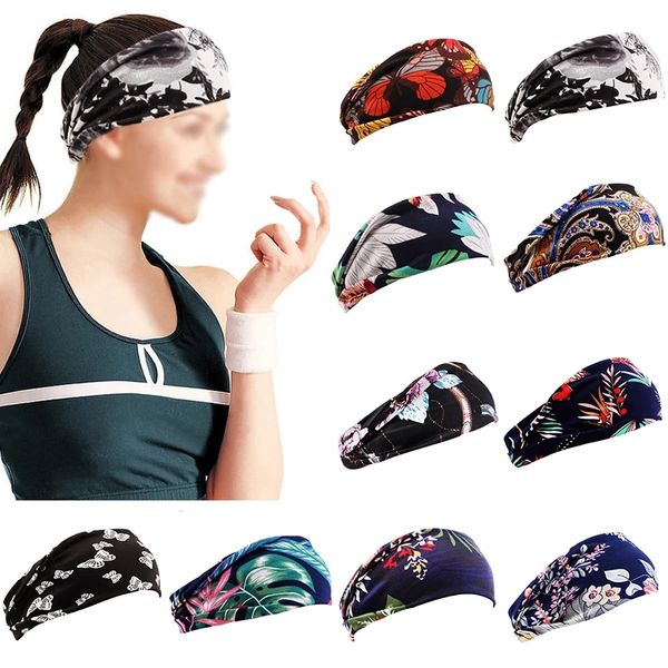 Flor Impressão ioga Headbands Mulheres Elastic Hairbands Head-offermed Headband Esporte Sweatband Turbante Headwrap Meninas Headband