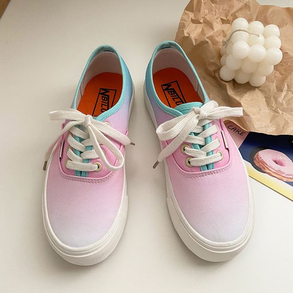 

dress shoes female sneakers gradual change tie-dye women's sports shoes casual designer canvas apartments in comfort flj2, Black