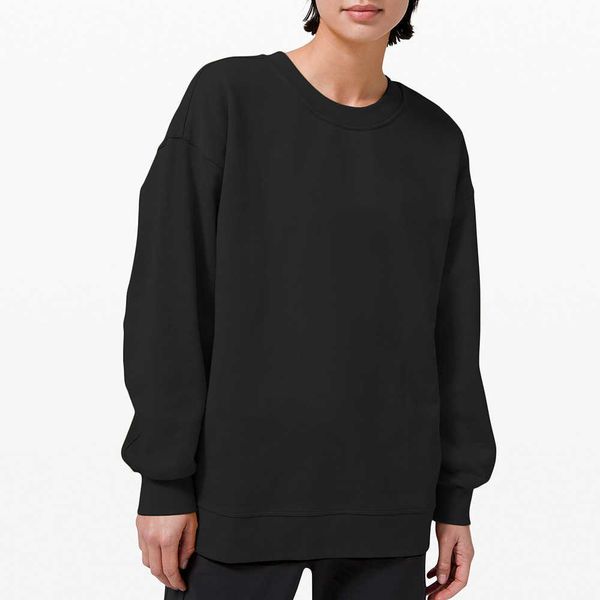 

women's hoodies sweatshirts fit gym clothes women suit oversized sports round neck long sleeve casual fashion fitness, Black