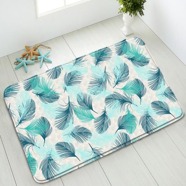 

bath mats feather mat hand-painted flowers plants bathroom non-slip floor living room kitchen doormat washable carpet home decor