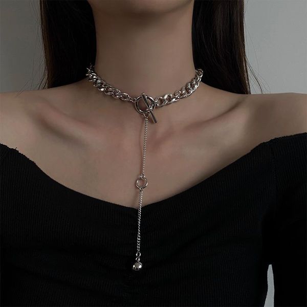 

vintage punk style tassel chain choker necklace for women gothic hip hop thick collares mujer jewlery party gift chokers, Golden;silver