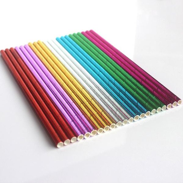 

gift wrap disposable bronzing paper sucker solid color straw party selectable