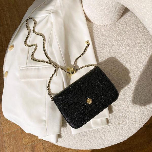 

evening bags luxury designer embossed golden ball chain flap crossbody bag pu leather shoulder fashionable handbag and purse