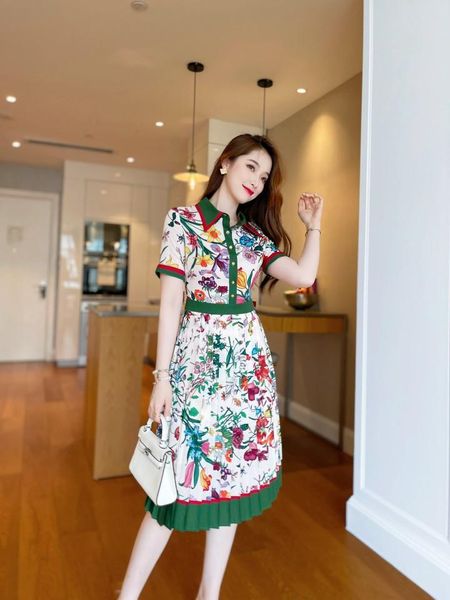 

two piece dress women's same contrast printed pleated, White