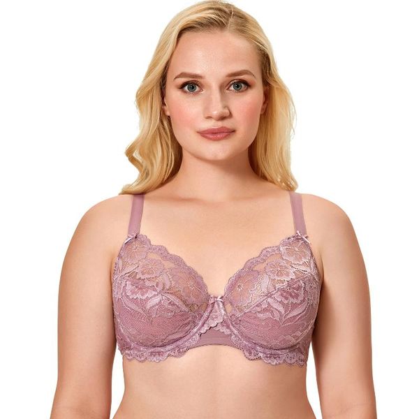 

bras women's full coverage non padded embroidery floral lace bra plus size underwired, Red;black