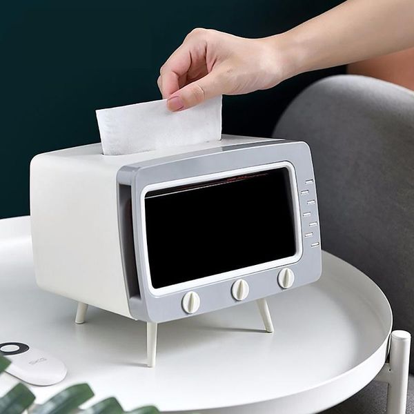 

tissue boxes & napkins cute box storage multifunctional creative paper pumping phone holder dust-proof household tv shape