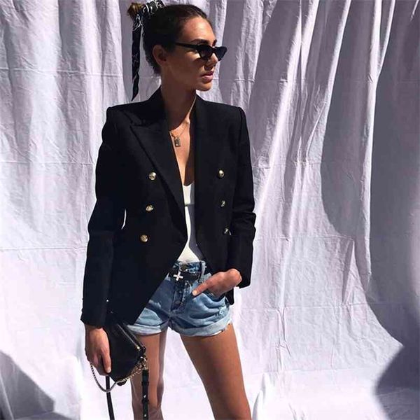 

green blue yellow black white blazer women office formal double breasted buttons s drop ship 210915, White;black