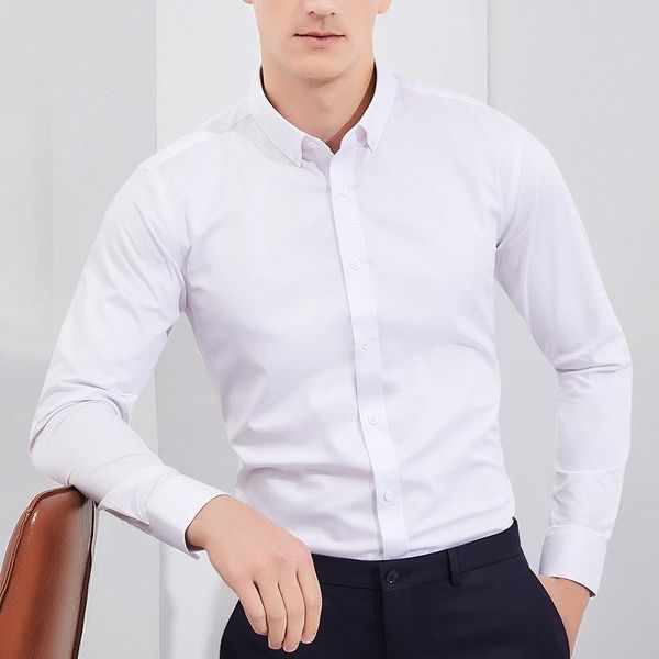 

men's dress shirts bamboo fiber shirt professional long sleeve bottom light business leisure multicolor, White;black