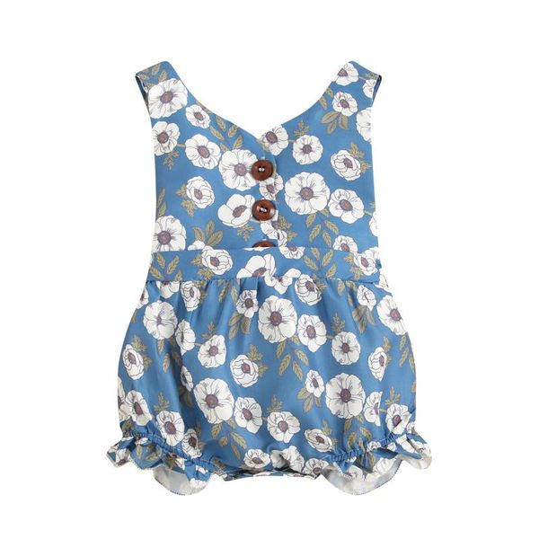 

clothing sets lovely baby romper clothes born infant girl suspender floral button backless bodysuit outfit ropa bebes#30, White