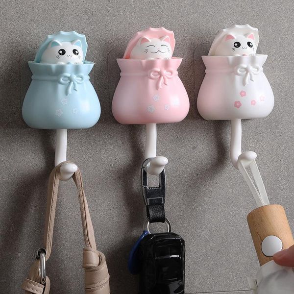 

hooks & rails wall hook for cat lucky bag perforated hangs key self-adhesive install the holder plastic decoration hanger