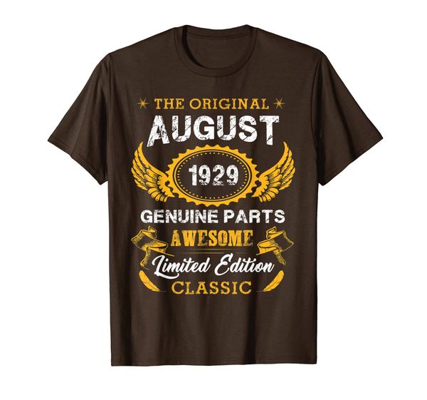 

vintage august shirt 1929 birthday gift for 90 yrs old a1 t-shirt, White;black