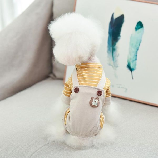 

dog apparel striped t-shirt and overalls cat clothes pet christmas easter chihuahua puppy summer