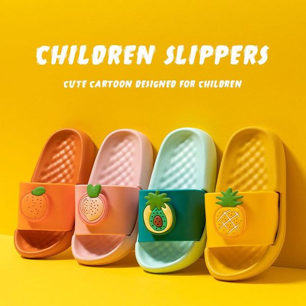 

slipper children slippers summer beach sandals for boys girls glow fruit kids soft bottom home shoes baby flip flops, Black;grey