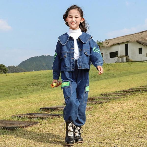 

kids clothing fashion 2021 spring autumn jackets outwear pant 2pieces set girls clothes outfit warm outfits 4-14 sets, White