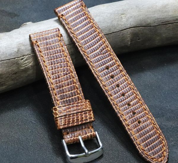 

watch bands sports mountaineering strap american lizard skin 20mm hand watchband srp741j1 vintage brown band, Black;brown