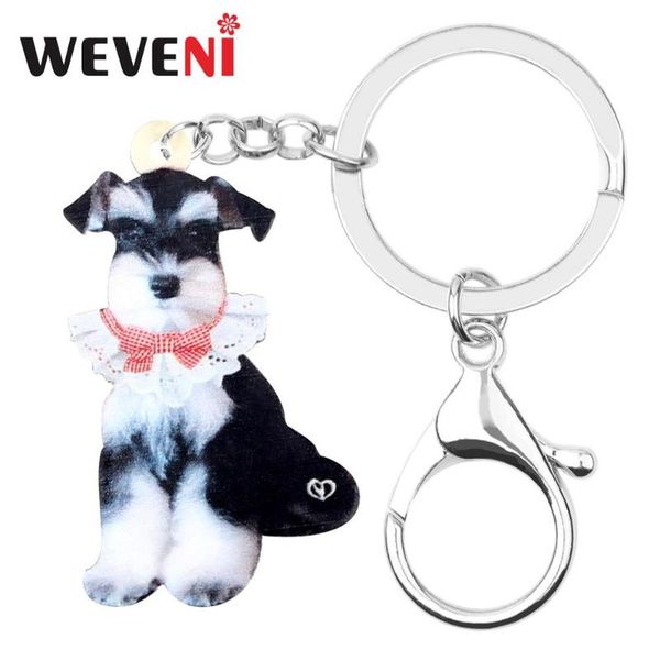 

keychains weveni acrylic cute schnauzer dog keychain key rings fashion pet design jewelry for women girls teens charm gift decoration, Silver
