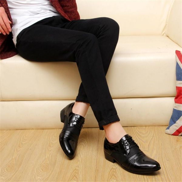 

men's classic fashion simple business casual dress xl leather shoes, Black