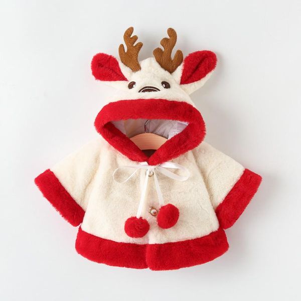 

jackets cute elk plush baby jacket 2021 autumn winter girls coat warm hooded outwear christmas princess cloak toddler girl clothes, Blue;gray
