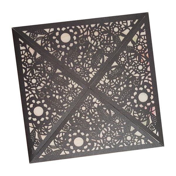 

25set laser cut black invitation with envelopes pocket fold cards thank you for your invitations greeting card anniversary