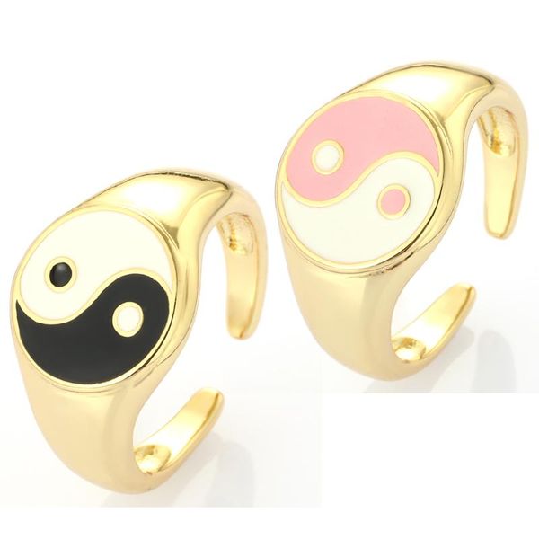 

cluster rings tai chi gossip amulet for women men 3 colors boho gothic gold wedding 2021 trend engagemennt koearn, Golden;silver