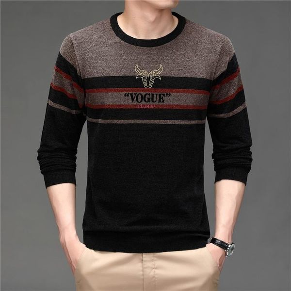 

men's sweaters autumn winter sweater streetwear fashion striped o-neck jersey knitted soft warm chenille wool pullover clothing, White;black