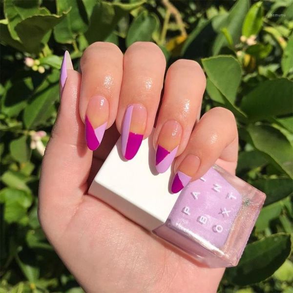 

rose red oblique french wearing nail finished fake patch waterproof detachable1, Red;gold