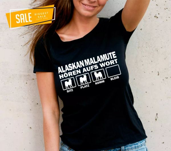 

sale alaskan malamute dog slogan hear the letter womens t-shirt s education, White;black
