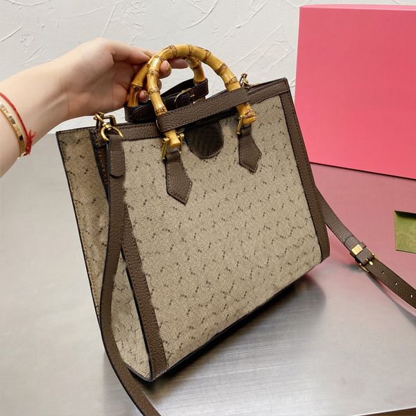 

retro handbag shopping bags tote bag long shoulder strap canvas printed letter leather edge lady clutch gold hardware bamboo