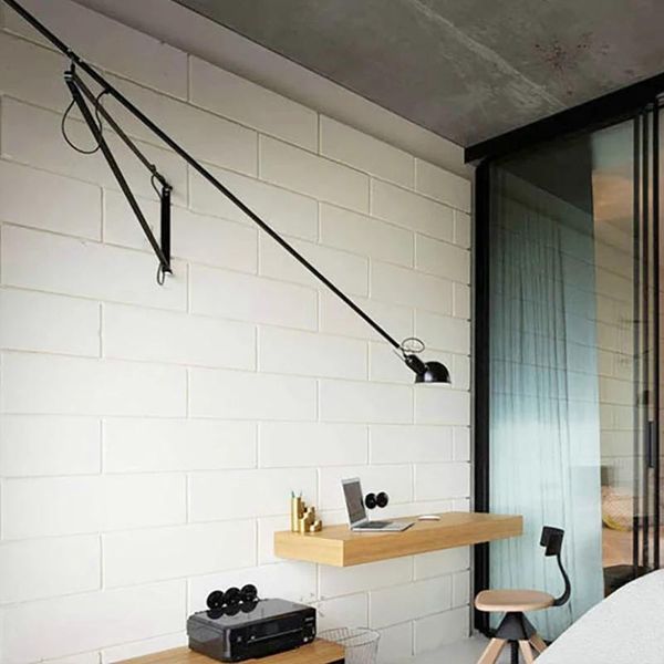 

european art decor led wall mounted bedside light white black adjustable long arm lamp with switch and eu/us plug in