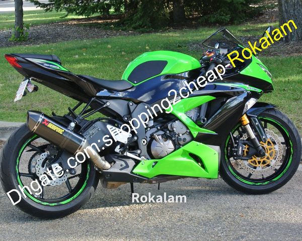 Per Kawasaki NINJA ZX6R ZX 6R 636 ZX636 2013 2014 2015 2016 2017 2018 ZX-6R Kit carenatura moto nero verde (stampaggio ad iniezione)