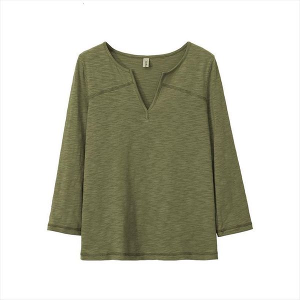 

v neck cotton womens shirts long sleeve workout autumn tee m30324, White
