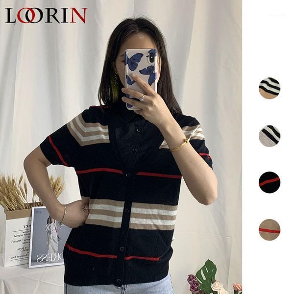 

women's t-shirt lorin women check sweater wear college summer casual fashion shirt collar jumper female with short sleeve, White