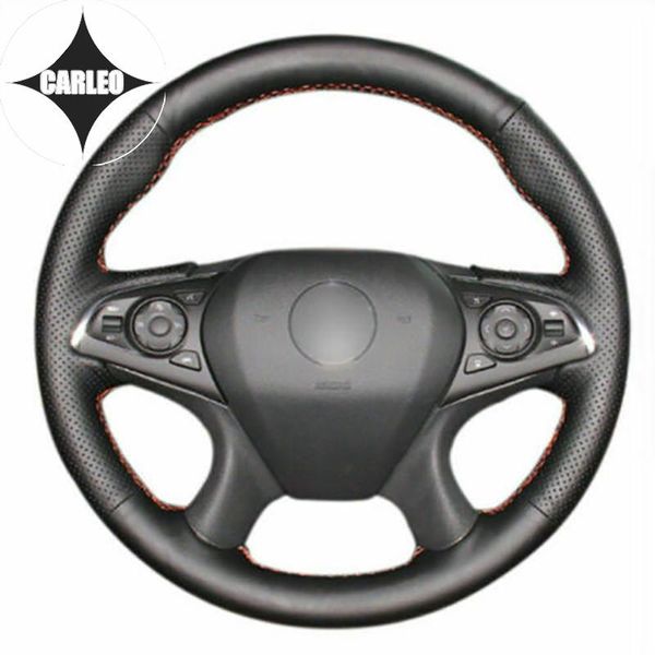 

steering wheel covers diy car cover for lacrosse gl8 genuine black leather custom hand stitching holder layer wrap
