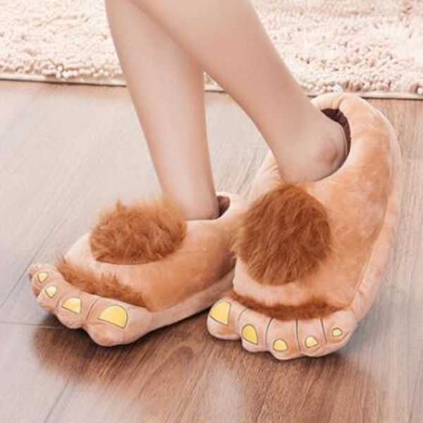 

slippers women men plush slipper big feet creative and winter house shoes funny home soft cotton s135, Black