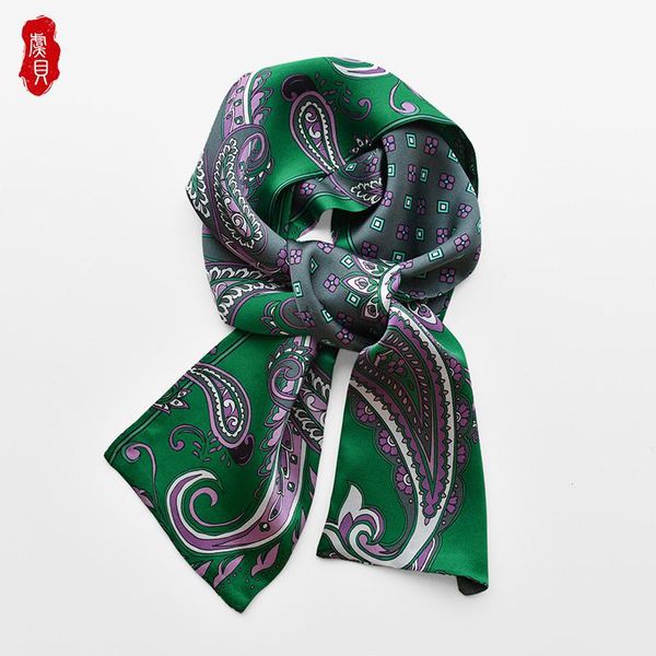 

scarves green cashew real silk ribbon long scarf women luxury hair tape hairband narrow small neckerchief summer headband gift, Blue;gray