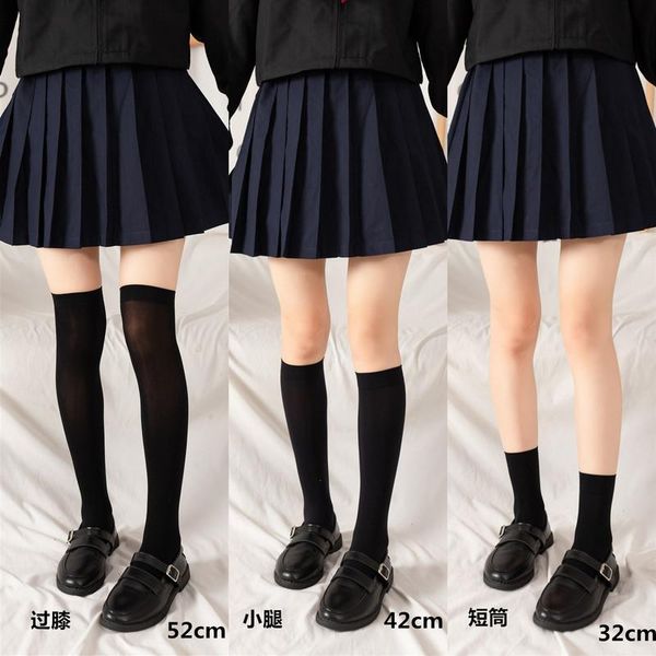 

socks & hosiery jk woman cute black white velvet lolita long solid color knee high fashion kawaii cosplay nylon stockings