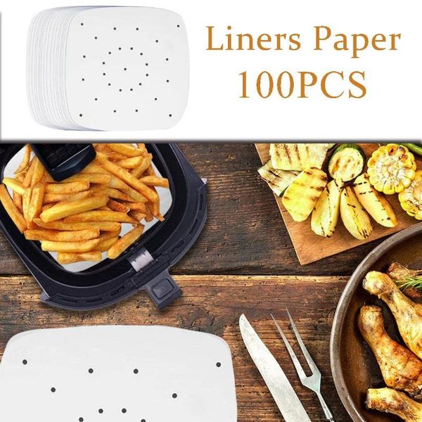 

strings lighting lamp 100pcs oil absorbing paper perforated for air fryer, streamer, pans iluminaciÃ³n lÃ¡mpara