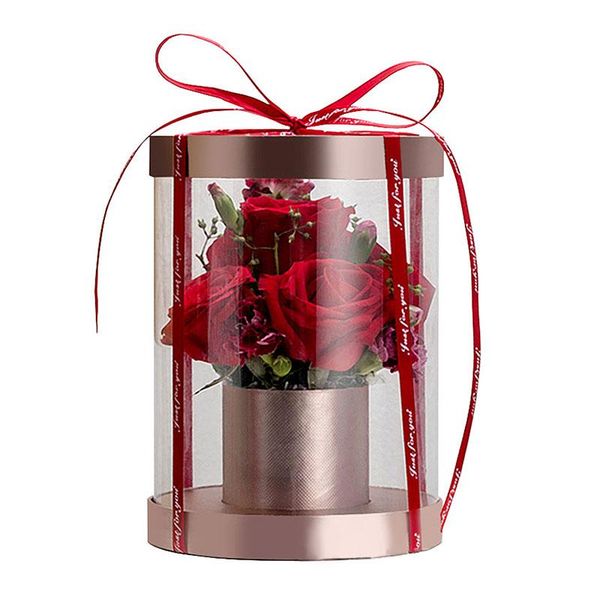 

transparent flower gift box mini round bouquet boxes rose wrapping paper mother's day wedding wrap