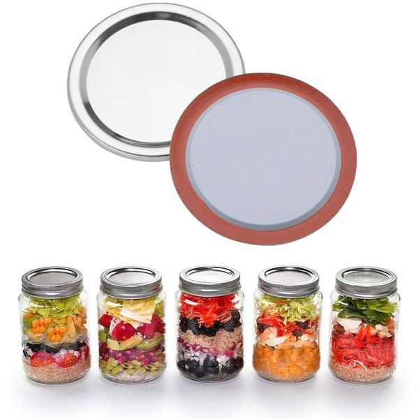 

kitchen storage & organization 48pcs mason cover lid set leakproof stainless steel canning jar heat resistant food tinplate