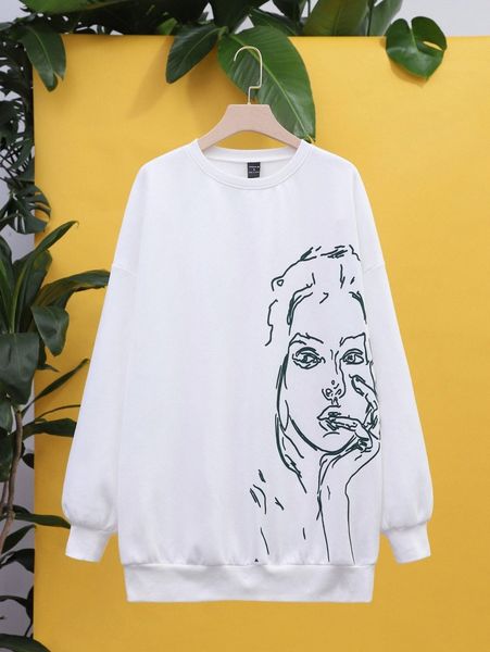 

x inging figure graphic drop shoulder pullover z2ym#, White;black